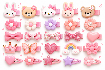 Melbees Cute Animal Character Hair Clips for Girls – Set of 26 PCS