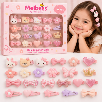 Melbees Cute Animal Character Hair Clips for Girls – Set of 26 PCS
