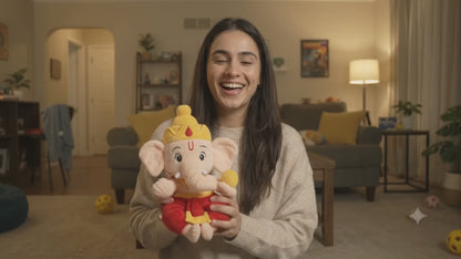 WonderBuddy Divine Mantra Chanting Baby Ganesha with 10 Preloaded Mantras & Aartis, Musical Soft Plush Toy, Best Gift for Infants, Toddlers & Kids